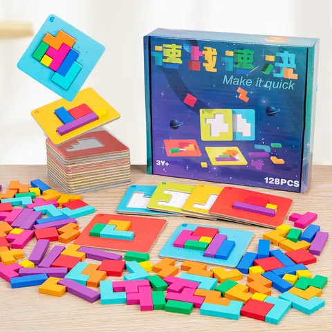 Wooden Puzzle Game Thinking Training Educational Toy Board Game Set For Kids Concentration Brain Teaser Board Family Gift