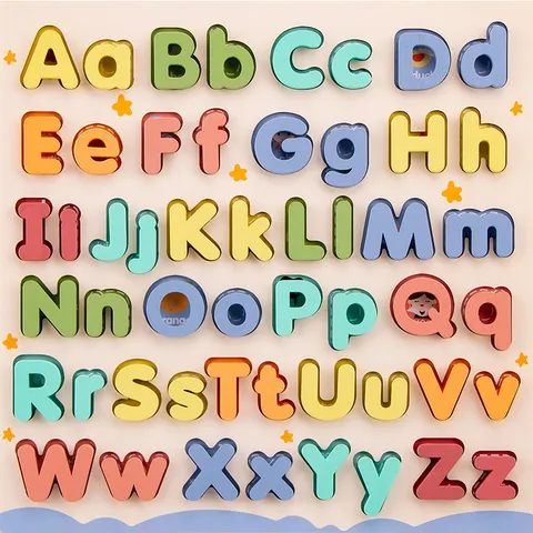 Kids Wooden Alphabet Number Puzzle Board Early Education Learning Toy
