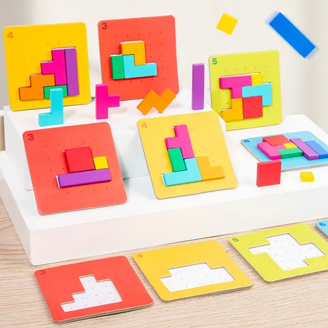 Wooden Puzzle Game Thinking Training Educational Toy Board Game Set For Kids Concentration Brain Teaser Board Family Gift