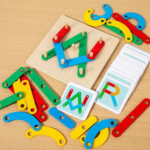 Montessori Wooden Shape Sorting Matching Toy Geometric Peg Board Preschool Educational Learning Toy For Toddlers