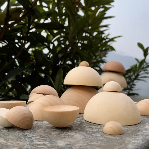 Hémisphères en Bois de Schima Naturel Demi-Boules en Bois Brut Pour Peinture DIY Artisanat Fournitures Éducatives Pièces en Bois
