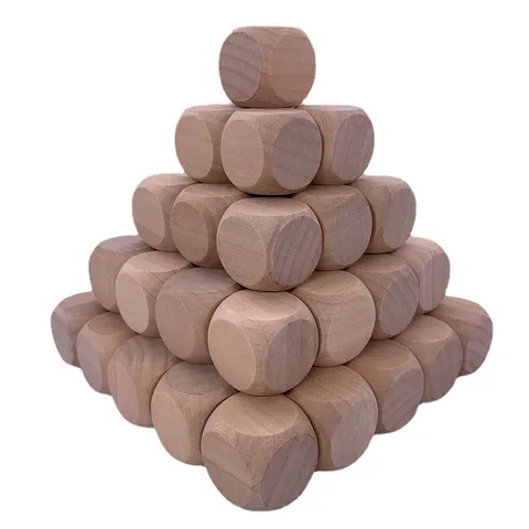 Natural Schima Wood Square Blocks Blank Wooden Dice Rounded Corners DIY Hand Painted Wooden Crafts Educational Building Blocks