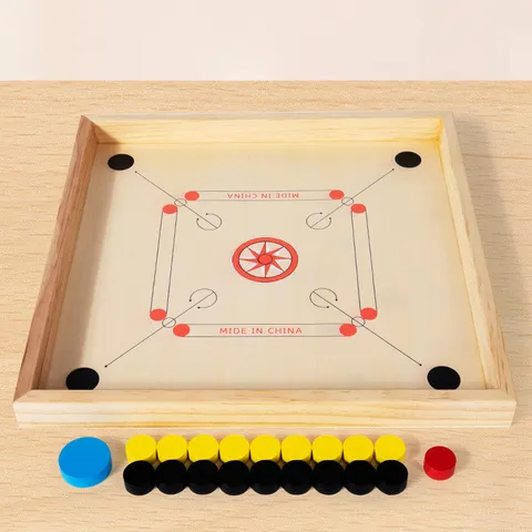Wooden Carrom Board Game Multiplayer Tabletop Battle Flick Chess Parent-Child Interactive Educational Puzzle Board Game
