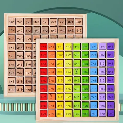 Wooden Multiplication Table Math Toy Montessori Educational Learning Toy Colorful Number Blocks Counting Game Kids Preschool Gift