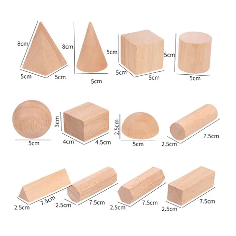 Wooden Solid Geometric Model Math Teaching Aid Montessori Educational Toy Cube Cylinder Sphere Shape Toy For Kids