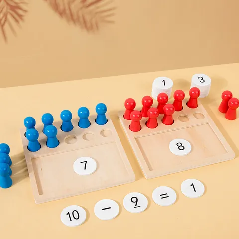Wooden Early Education Ten Frame Arithmetic Board Kids Math Counting Montessori Learning Toy Educational Puzzle For Toddlers