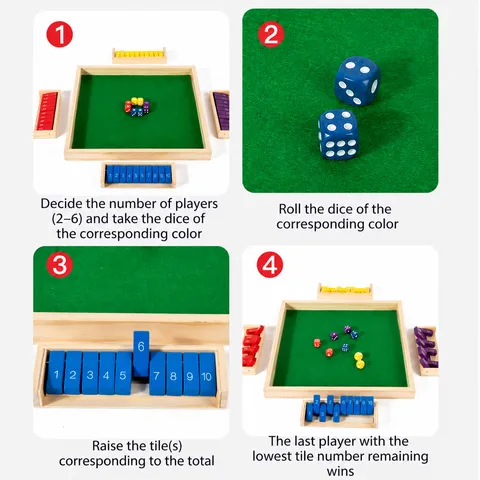 Hölzernes Shut The Box Brettspiel Mit Filzoberfläche Würfelspiel Mathe Pädagogisches Tischspiel Für Familienparty Kinder
