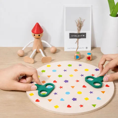 Wooden Shape Matching Battle Board Game Educational Early Learning Interactive Puzzle Toy For Kids Gift