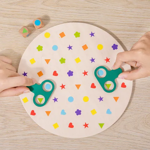 Wooden Shape Matching Battle Board Game Educational Early Learning Interactive Puzzle Toy For Kids Gift