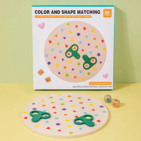 Wooden Shape Matching Battle Board Game Educational Early Learning Interactive Puzzle Toy For Kids Gift