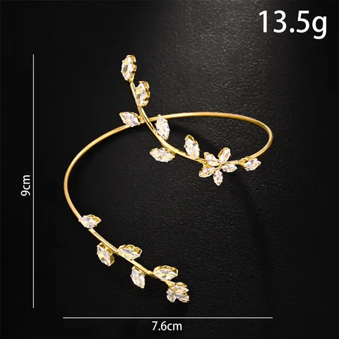 Bovenarmband in Bosstijl met Bloemtak Strass Open Manchet Armband Voor Dames Luxe Avondjurk Accessoire Armband