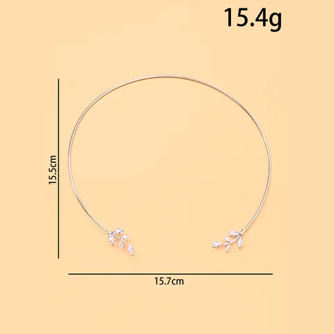 Gargantilla Abierta de Cobre con Hoja de Lujo Francés para Mujer Elegante Collar de Strass Rama Joyería Delicada para Fiesta Diaria