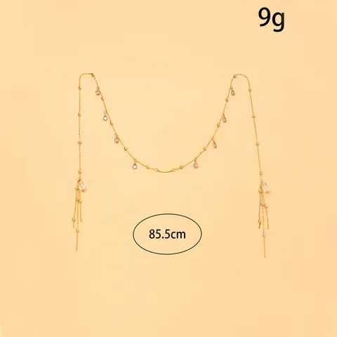 Cadena para la Cara con Borla de Diamantes de Imitación en Forma de Gota de Agua de Diseño de Nicho Ornamento Facial de Cobre Personalizado de Lujo para Mujeres Fiesta