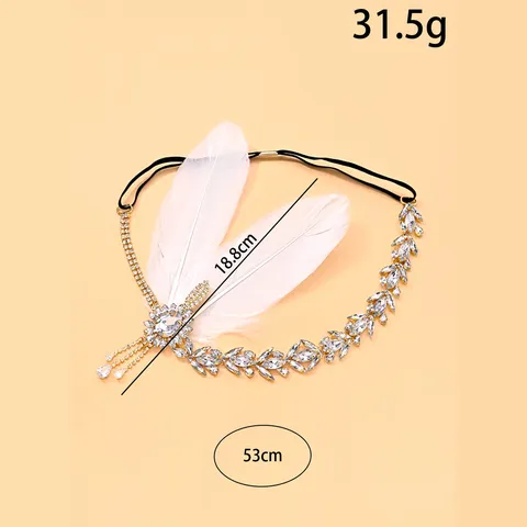 Vintage Great Gatsby Feather Headpiece Luxurious Rhinestone Tassel Forehead Chain Party Prom Flapper Hair Accessories For Women