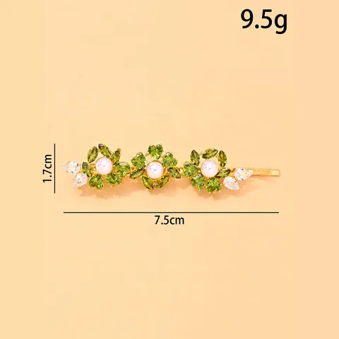Elegante Pinza de Pelo de Aleación con Strass Perla Artificial Flor Horquilla Moda Tocado Botánico para Mujeres Casual Diario Fiesta