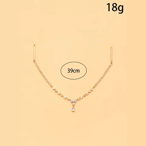 Bridal Back-Hanging Hair Chain Water Drop Rhinestone Headpiece For Wedding Evening Dress Fashion Women Hair Jewelry Accessory