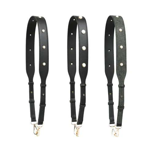 Wide Handbag Purse Replacement Shoulder Strap Adjustable With Artificial Pearl Rhinestone For Women Crossbody Bag