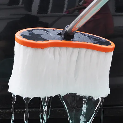 Car Cleaning Mop Retractable Long Handle Washing Brush Milk Silk Soft Bristles Auto Exterior Cleaning Tool