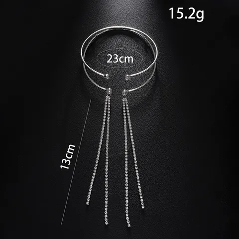 Bracciale da Braccio in Rame con Nappine di Strass Semplice Lusso Aperto Regolabile per Donna Gioielli da Sposa Matrimonio
