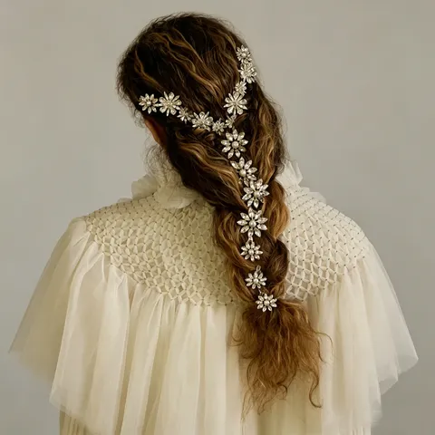 Eleganter Blumen-Strass-Haarclip Für Damen Hochzeit Brautschmuck Zubehör Gold Silber Farbe Legierung Haarnadel Mit Künstlichem Perlendekor