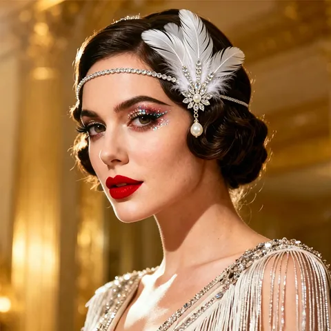 Vintage Gatsby Feder Kopfschmuck Strass Stirnband Für Damen 1920er Jahre Flapper Party Bankett Maskerade Haarschmuck