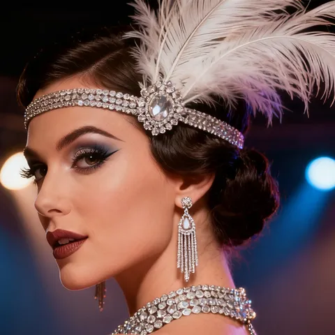Vintage Gatsby Feder Kopfschmuck Strass Stirnband Für Damen 1920er Jahre Flapper Party Bankett Maskerade Haarschmuck