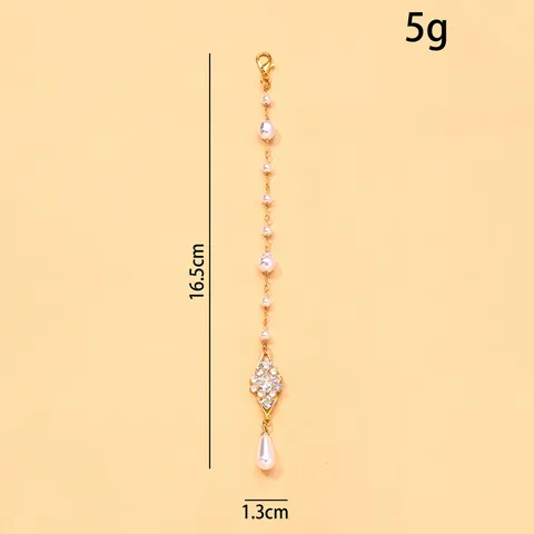 Exotic Indian Style Artificial Pearl Forehead Jewelry Rhinestone Water Drop Pendant Headpiece Bridal Wedding Hair Chain Accessory