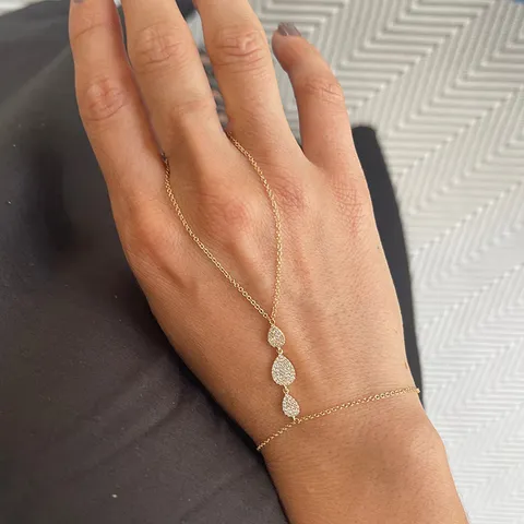 Nischen Luxus Strass Wassertropfen Handkette Armband Für Damen Gold Silber Legierung Ring-Verbundenes Armband Mode Party Schmuck