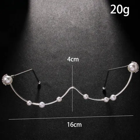 Montura de Gafas de Aleación con Strass de Moda Mujer Perlas Artificiales Decorativas Sin Lentes Diseño de Onda Gafas para Festival de Música Accesorios de Fiesta