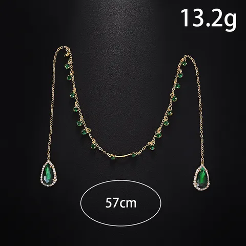Exotic Water Drop Tassel Face Chain For Women Copper Rhinestone Body Jewelry For Wedding Party Carnival Mask Decor