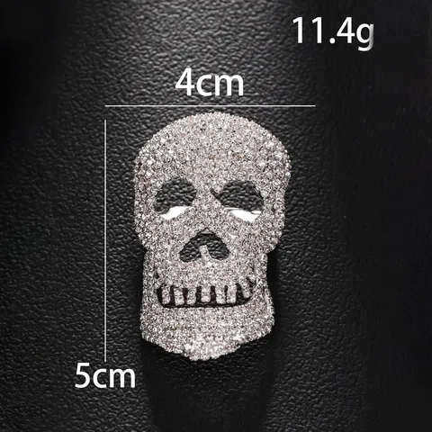 Gothic Totenkopf Strass Brosche Pin Für Damen Dark Punk Skelett Legierung Brustnadel Schmuck Für Halloween Party Geschenk Zubehör