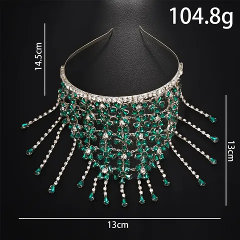 Barock Vintage Strass Blume Quaste Stirnband Luxus Übertrieben Kupferlegierung Kristall Haarband Für Damen Party Bühne Kopfschmuck