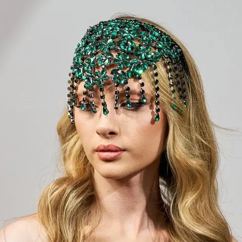 Barock Vintage Strass Blume Quaste Stirnband Luxus Übertrieben Kupferlegierung Kristall Haarband Für Damen Party Bühne Kopfschmuck