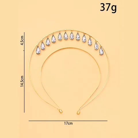 Double Layer Water Drop Rhinestone Headband Virgin Halo Bridal Hair Accessory Electroplated Copper Alloy Headpiece For Wedding Party