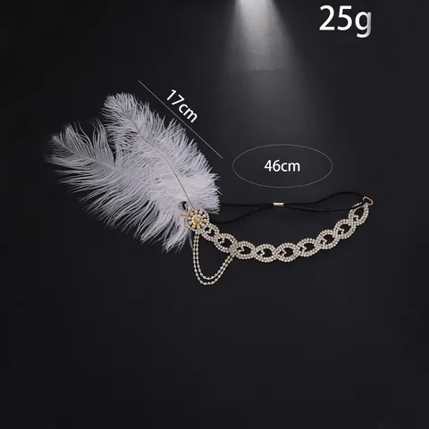 1920s Vintage Feather Rhinestone Headband Great Gatsby Flapper Headpiece Tassel Hair Band For Women Masquerade Party Costume Accessory