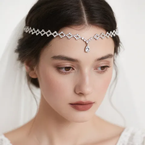 Eleganter Legierung Strass Stirnkette Exotische Prinzessin Wassertropfen Haarkette Braut Hochzeit Kopfschmuck Damen