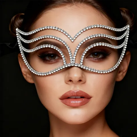 Máscara de Media Cara de Strass de Lujo para Mujer Máscara de Baile de Máscaras de Cristal de Aleación Decoración
