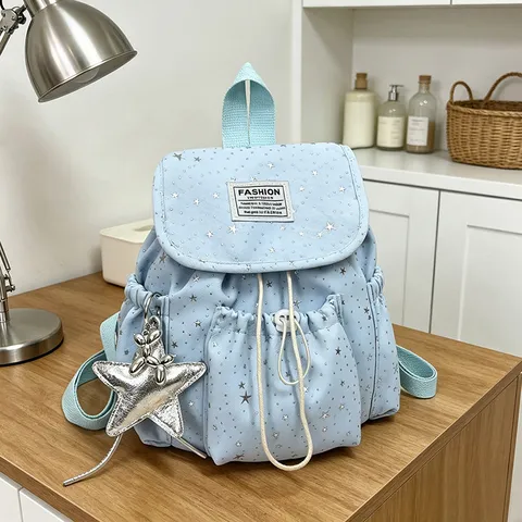 Damen Mini Rucksack Süß Stern Print Casual Oxford Stoff Schule Schultasche Mode Tägliche Reise Daypack