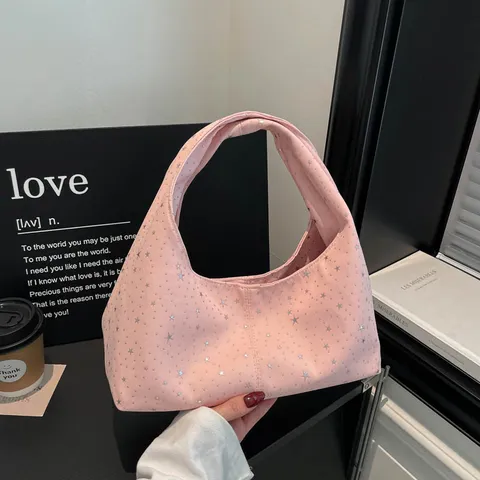 Γυναικείο Casual Nylon Dumpling Τσάντα Ωμου με Σχέδιο Αστεριών Υπομασχάλη Tote Bag Μόδα Φερμουάρ Hobo Bag Καθημερινή Τσάντα Ταξιδιού