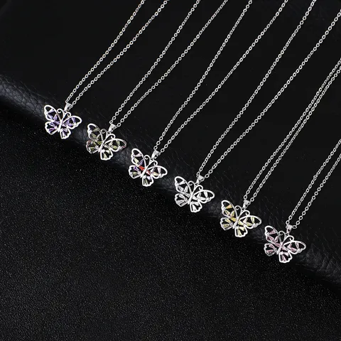 Moda Rame Zirconia Farfalla Ciondolo Collana Elegante Catena della Clavicola Svuotata Choker Minimalista Gioielli Per Donne Regalo