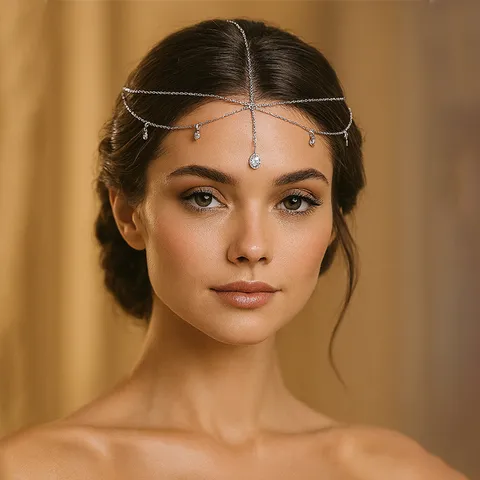 Bohemian Water Drop Tassel Hair Chain Rhinestone Forehead Accessory For Women Ethnic Style Headpiece Gold Silver Rhinestone Headband Jewelry