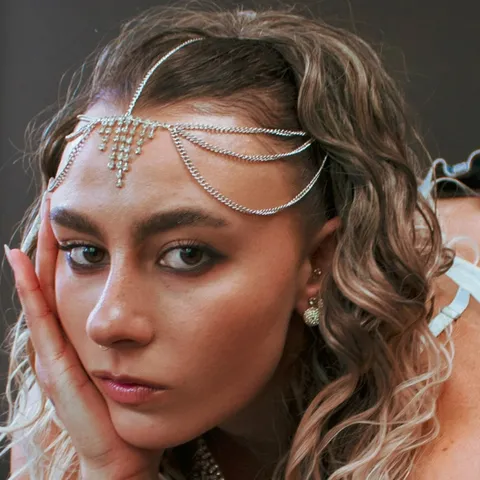 Exotisch Kupfer Strass Stirnkette Mehrlagige Quaste Haarkette Ethnisch Kopfschmuck Für Damen Party Schmuck Zubehör