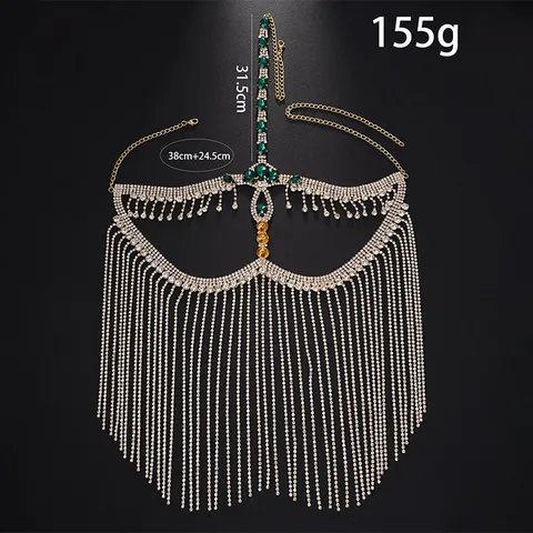 Exaggerated Western Style Rhinestone Tassel Mask For Women Masquerade Party Halloween Face Mask Jewelry Gold Silver Rhinestone Mask