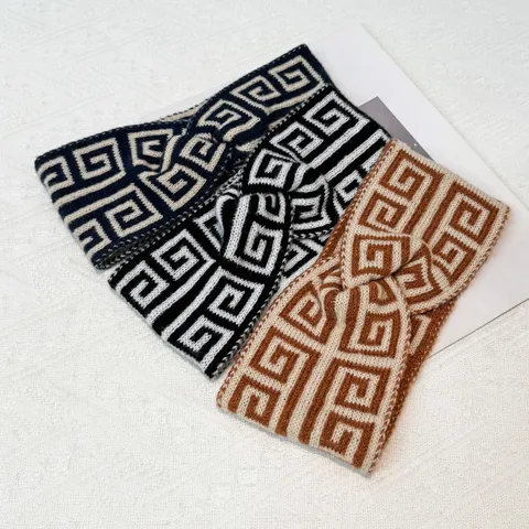 Retro Geometric Pattern Knitted Hair Band Women's Elegant Cross Twist Headband Fashion Hair Accessories