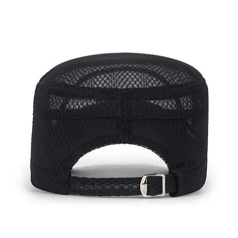 Berretto Piatto da Uomo in Rete Traspirante Estivo Cappello Militare Protezione Solare all'aperto Leggero Tinta Unita Casual Regolabile
