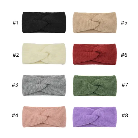 Women Winter Warm Knitted Headband Cross Twist Hair Band Solid Color Ear Warmer Hair Accessories For Daily Sports