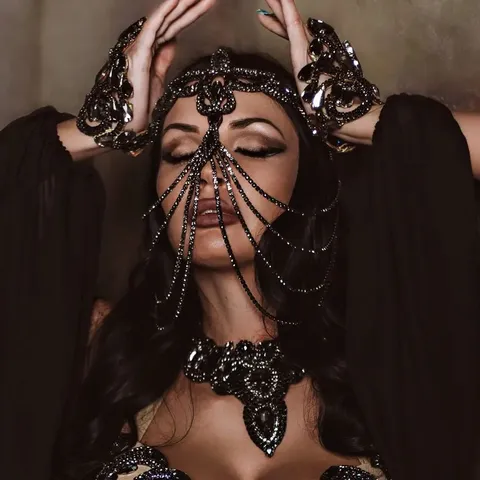 Gothic Rhinestone Tassel Mask Women Sexy Party Face Chain Headwear Halloween Fashion Accessories Jewelry
