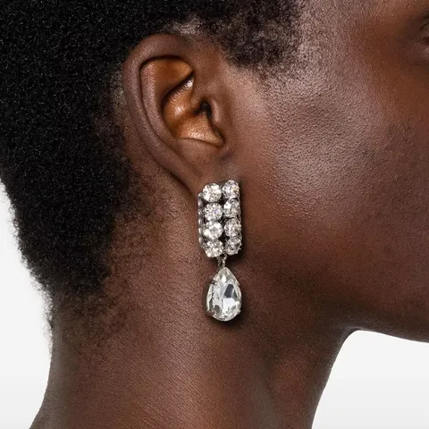 Boucles d'Oreilles à Clip en Strass en Goutte d'eau pour Femmes Sans Perçage Pendentif Goutte Élégant Bijoux en Alliage de Luxe