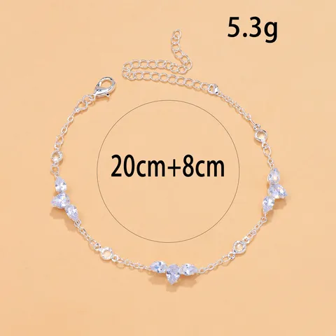 Minimalist Copper Rhinestone Teardrop Anklet For Women Gold Silver Plated Luxury Chain Ankle Bracelet Summer Beach Jewelry Gift