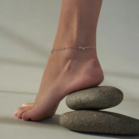 Minimalist Copper Rhinestone Teardrop Anklet For Women Gold Silver Plated Luxury Chain Ankle Bracelet Summer Beach Jewelry Gift
